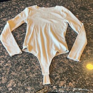 Abercrombie & Fitch Long Sleeve Bodysuit tan medium